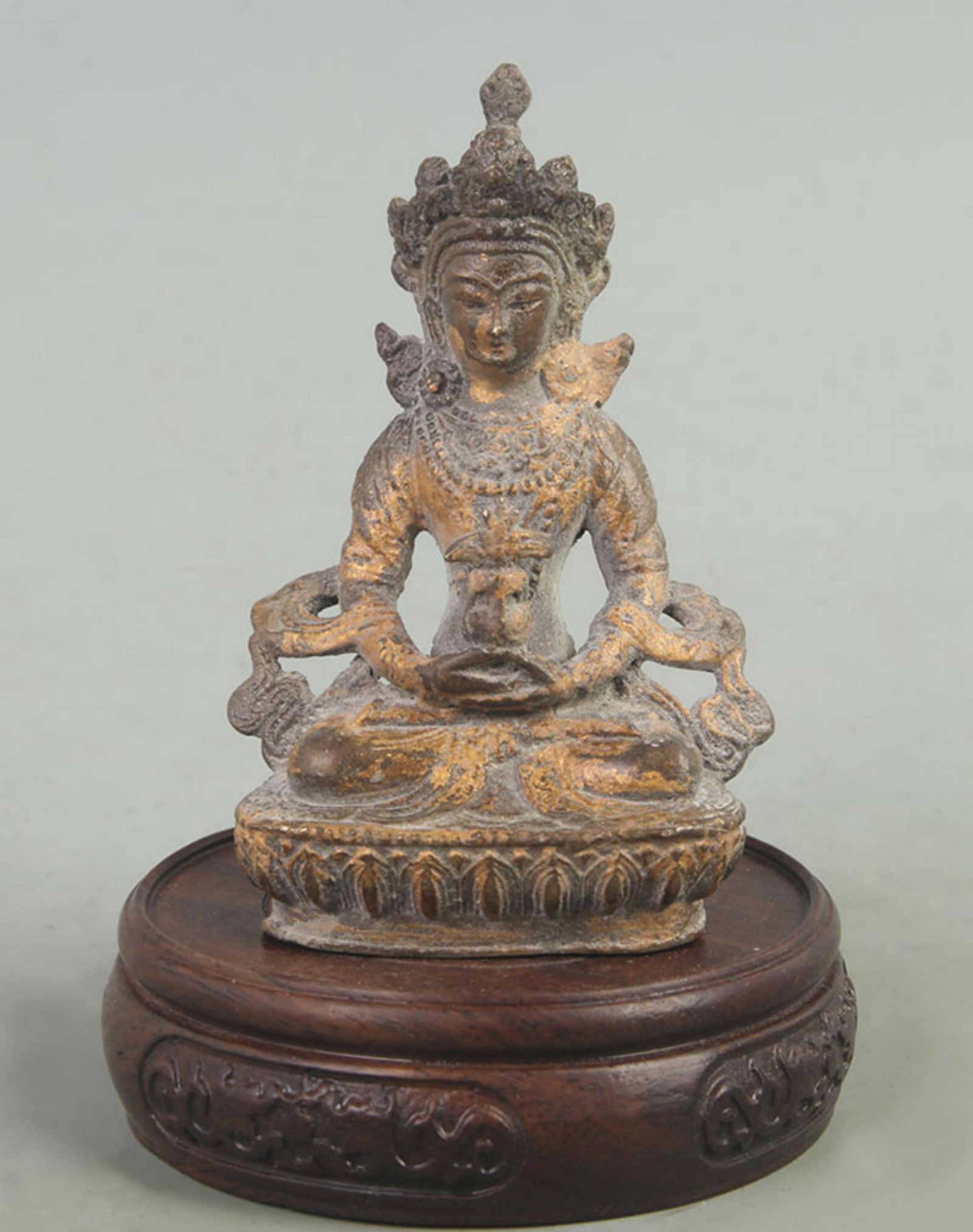 A FINE TIBETAN BUDDHISM LONGEVITY BUDDHA: 20th Century; High: 4.30 inch; Width: 1.50 inch; Long: 2.50 inch;