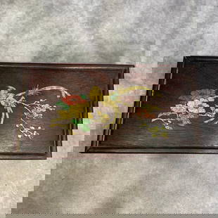 A FINE HUANGHUALI WOOD INLAY WITH SHELL JEWELLERY BOX: 20th Century; High: 2.7 inch; Width: 5.5 inch; Long: 10.2 inch