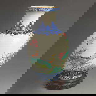 CLOISONNE COLOR GROUND FLOWER AND BIRD PATTERN PORCELAIN VASE: Qing Dynasty Qian Long Period; High: 8.50 inch Diameter: 4.50 inch