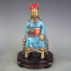 A FINE BRONZE COLORED OFFICIAL WEALTH GOD STATUE