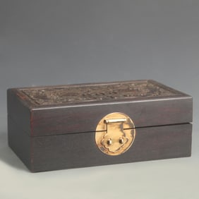 EBONY RELIEF-CARVED “FORTUNE BEFORE THE EYES?? AUSPICIOUS CLOUD JEWELRY BOX