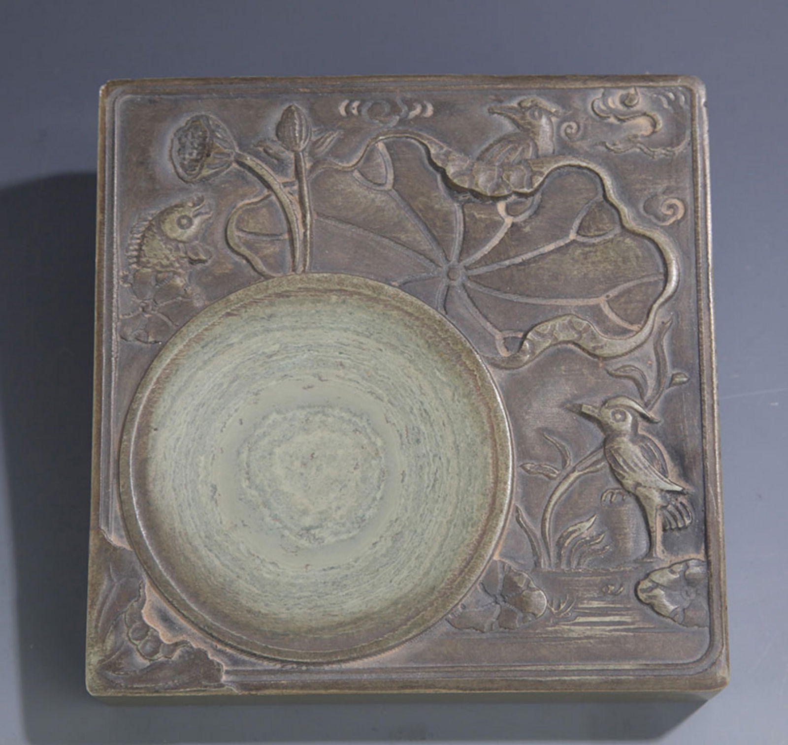 A FINE FISH CARVING CHINESE CALLIGRAPHY STONE INK (1 of 4)