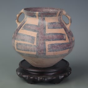 YANG SHAO CULTURE DOUBLE-EAR PAINTED POTTERY JAR
