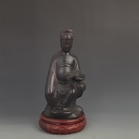 BAMBOO ROOT CARVED STATUE OF THE POET LI BAI