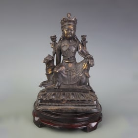 A FINE BRONZE MADE GUANYIN STATUE