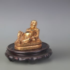 A FINE GILT BRONZE MAITREYA BUDDHA STATUE