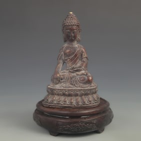 BRONZE SEATED STATUE OF SHAKYAMUNI BUDDHA