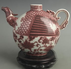 UNDERGLAZE RED PHOENIX PATTERN EWER