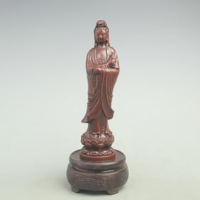 A FINE BOXWOOD IN FIGURE OF GUAN YIN BUDDHA