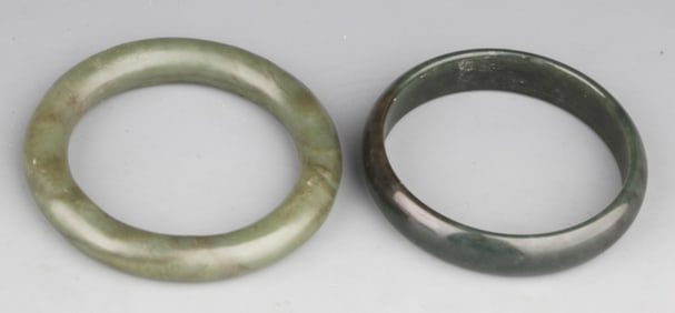 GROUP OF TWO JADE BRACELETS