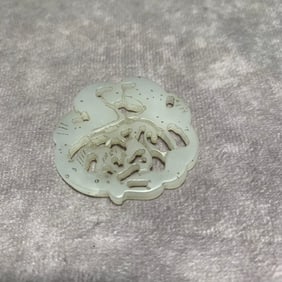HETIAN WHITE JADE PLAQUE WITH LONGEVITY SYMBOLS