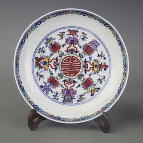 DOUCAI EIGHT-TREASURE PATTERNED PORCELAIN PLATE