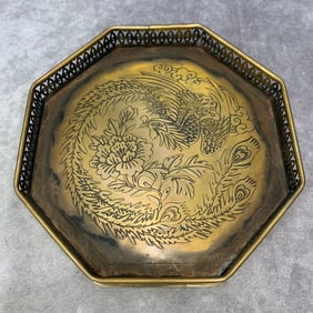 A FINE PHOENIX PATTERN EIGHT SIDED BRONZE PLATE