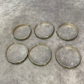 GROUP OF SIX OLD CHINESE SILVER PLATED BRACELETS