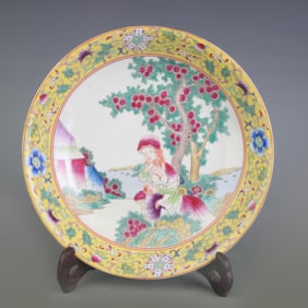 CLOISONNE GLAZED WESTERN FIGURE PATTERN PORCELAIN PLATE