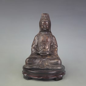A FINE GUANYIN SEATED BRONZE STATUE