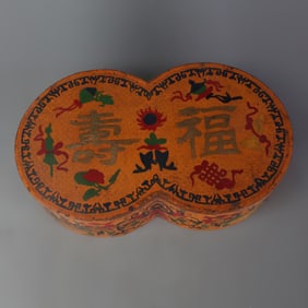 LACQUER GILDED LONGEVITY AND FORTUNE PATTERN WOODEN BOX