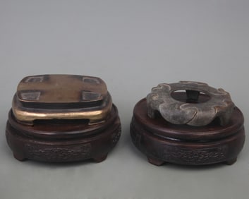 GROUP OF TWO BRONZE BASE