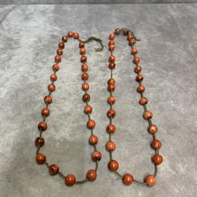 GROUP OF TWO SMALL RED CORAL NECKLACE