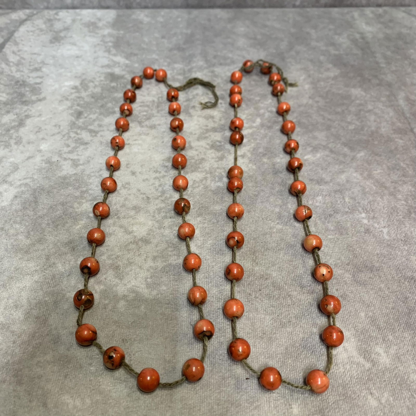 GROUP OF TWO SMALL RED CORAL NECKLACE: Modern, Long: 12.00 inch