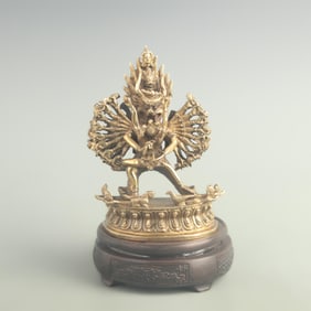 A FINE GILDED BRONZE JOYFUL BUDDHA
