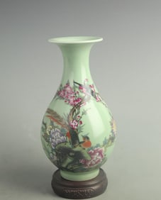 FAMILLE ROSE DOU QING "SPRING BREEZE IN THE GARDEN" YUHUCHUN PORCELAIN VASE