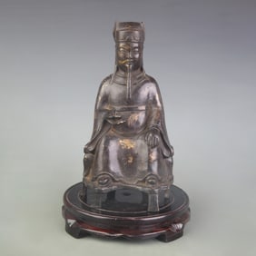 A FINE BRONZE GOD OF WEALTH STATUE