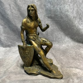 CONTEMPORARY BRONZE FENCING FIGURE STATUE ORNAMENT