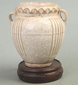 WHITE GLAZE DOUBLE-EARED PORCELAIN JAR