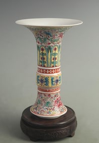 CLOISONNE ENAMEL WITH GILT FLORAL AND BIRD FLOWER VASE