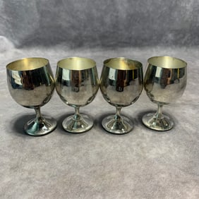 SILVER PLATED WINE GLASSES (4 PIECES)
