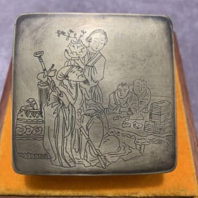 A FINELY CARVED BRONZE INK BOX