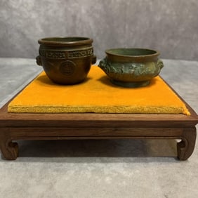 GROUP OF TWO SMALL BRONZE CENSER