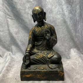 GILDED TIBETAN BUDDHIST REVEREND STATUE