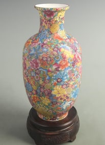 HUNDRED FLOWERS PATTERN WINTER MELON STYLE PORCELAIN VASE