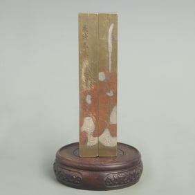 ONE SET OF BRONZE PAPER WEIGHT WITH SILVER INLAY CARVING