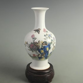 CLOISONNÉ QUAIL PATTERN PORCELAIN APPRECIATION VASE
