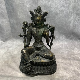 TIBETAN GILT BRONZE VAJRASATTVA STATUE