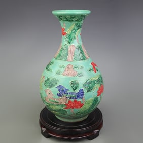 FAHUA ENAMEL BIRD-AND-FLOWER YUHUCHUNPING VASE