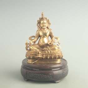 GILT BRONZE TIBETAN BUDDHIST WEALTH DEITY