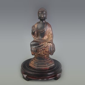A FINE BRONZE SHAKYAMUNI BUDDHA STATUE