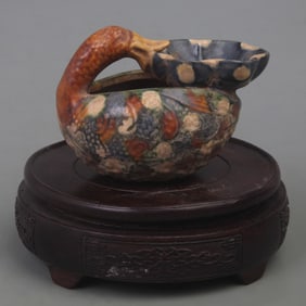 TRI-COLOR GLAZED GOOSE-SHAPED BRUSH WASHER