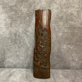 A FINELY CARVED BAMBOO MADE ARMREST