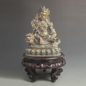 TIBETAN BUDDHIST GILT BRONZE WEALTH KING STATUE