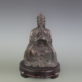 A FINE BRONZE GOD OF WEALTH STATUE