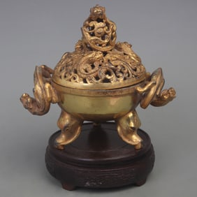 A FINE DRAGON PATTERN THREE FOOT INCENSE BURNER