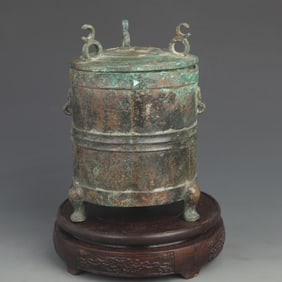 ANTIQUE-STYLE BRONZE GRAIN STORAGE WITH THREE PHOENIXES