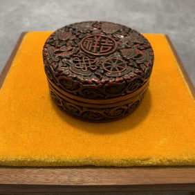 A FINE SMALL RED CARVED LACQUER BOX