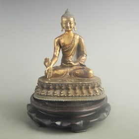 GILT BRONZE THREE PRECIOUS BUDDHAS STATUE