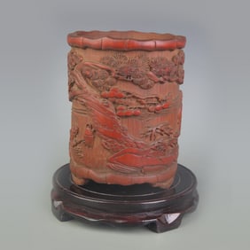 BAMBOO CARVED BRUSH HOLDER